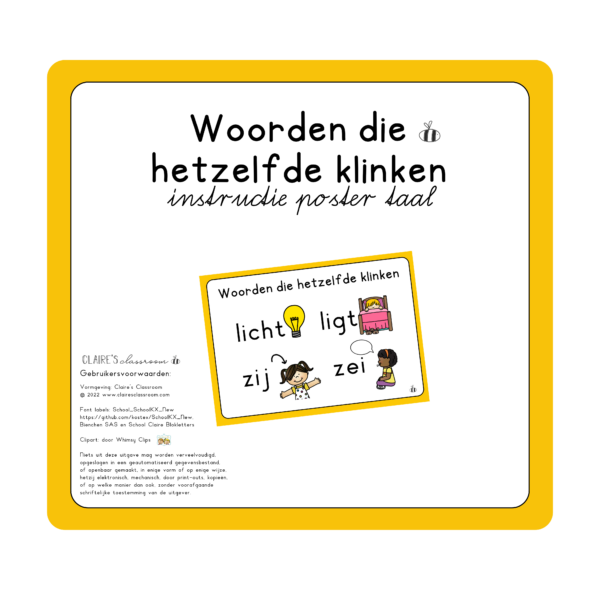 Woorden die hetzelfde klinken instructie poster taal