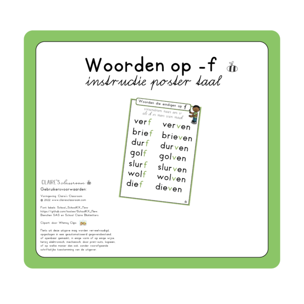 Woorden op -f eindigen instructie poster taal