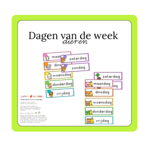 Dagen van de week kaarten - dieren